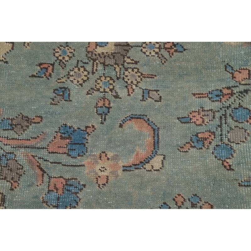 Light Blue Traditional Tabriz Persian Area Rug Handmade Wool Carpet - 6'5"x 9'5"