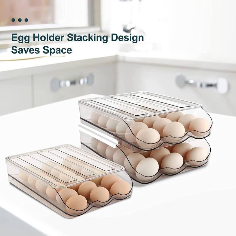 Set of 2 Auto Rolling Storage Container 18 Egg Tray - 2 Layer