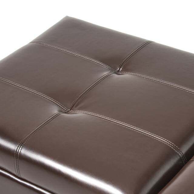 Merrill Chocolate Brown Leather Storage Ottoman by Christopher Knight Home