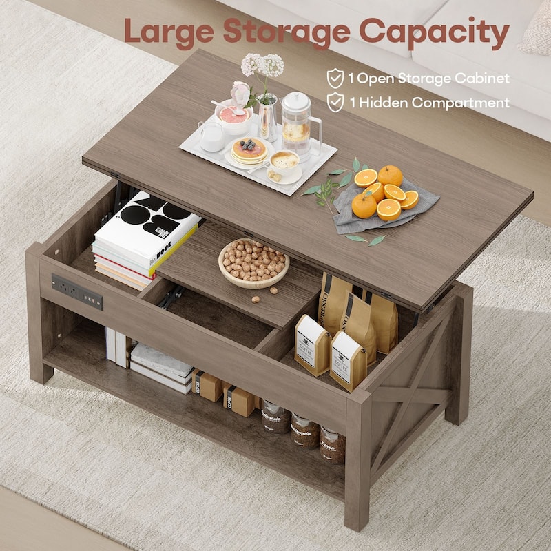 Meyreso 42" Lift Top Coffee Table, 4 in 1 Coffee Tables with Storage Cabinet for Living Room