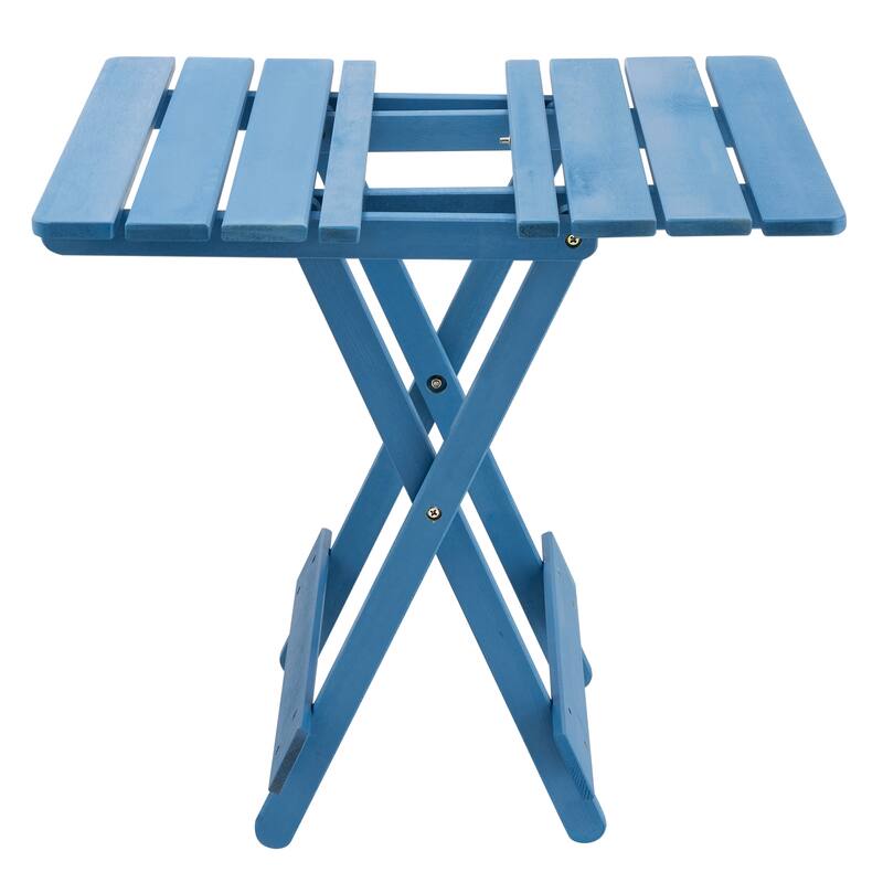 Acacia Wood Folding Patio Outdoor Side Table with X-Shaped Frame - 19.75" L x 19.75" W x 19.75" H
