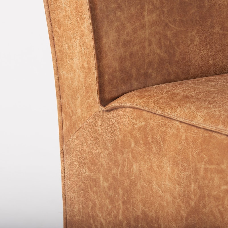 Damon Cognac Brown Faux Leather Dining Chair - 20.4"W x 27.1"D x 31.2"H