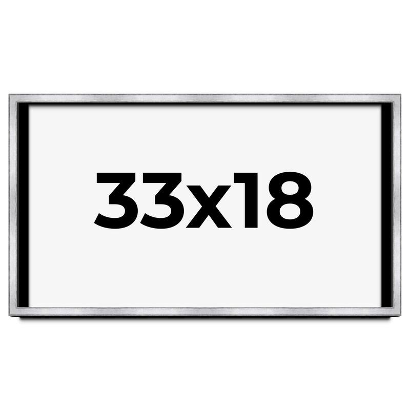 33x18 Shadow Box Frame Silver | 1.375 Inches Deep Real Wood