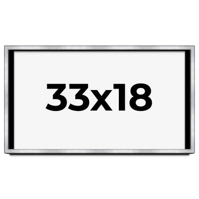 33x18 Shadow Box Frame Silver | 1.375 Inches Deep Real Wood