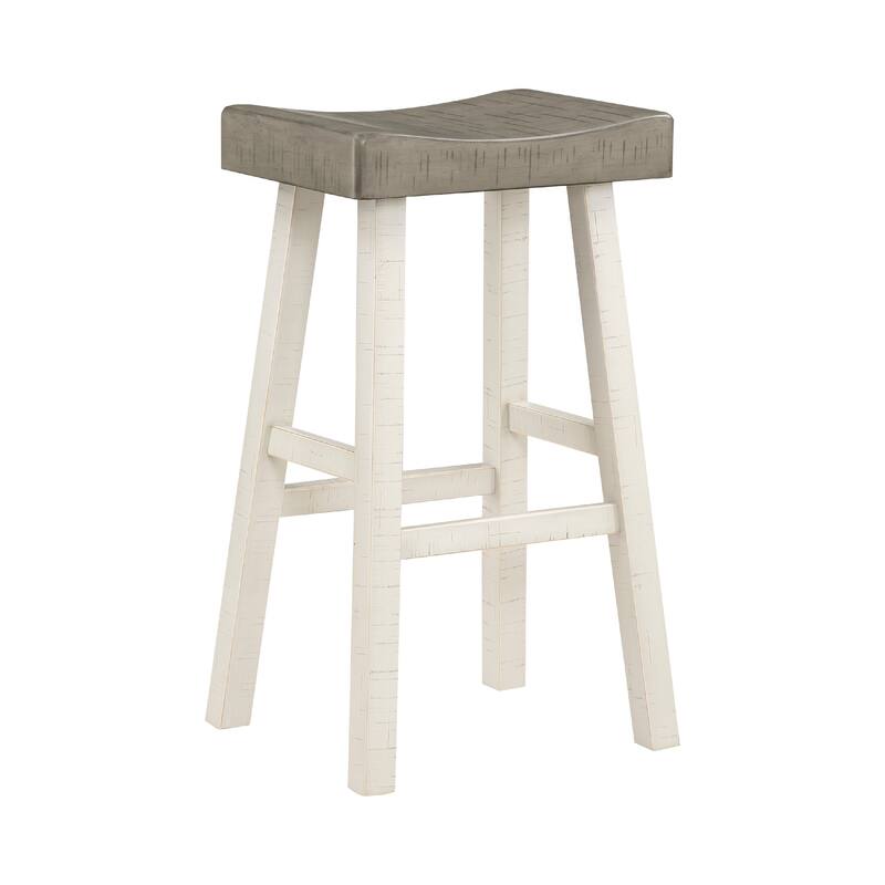 Casy 4pc Bar Height TableSet, 3 Contour Seat Stools, White Brown Wood