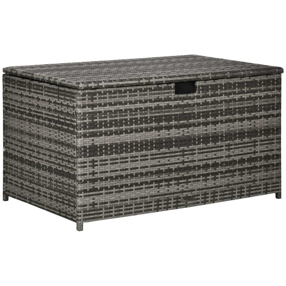 Outdoor Rattan Storage Box with Waterproof Liner 113 Gallon Capacity Steel Frame for Patio Deck or Backyard
