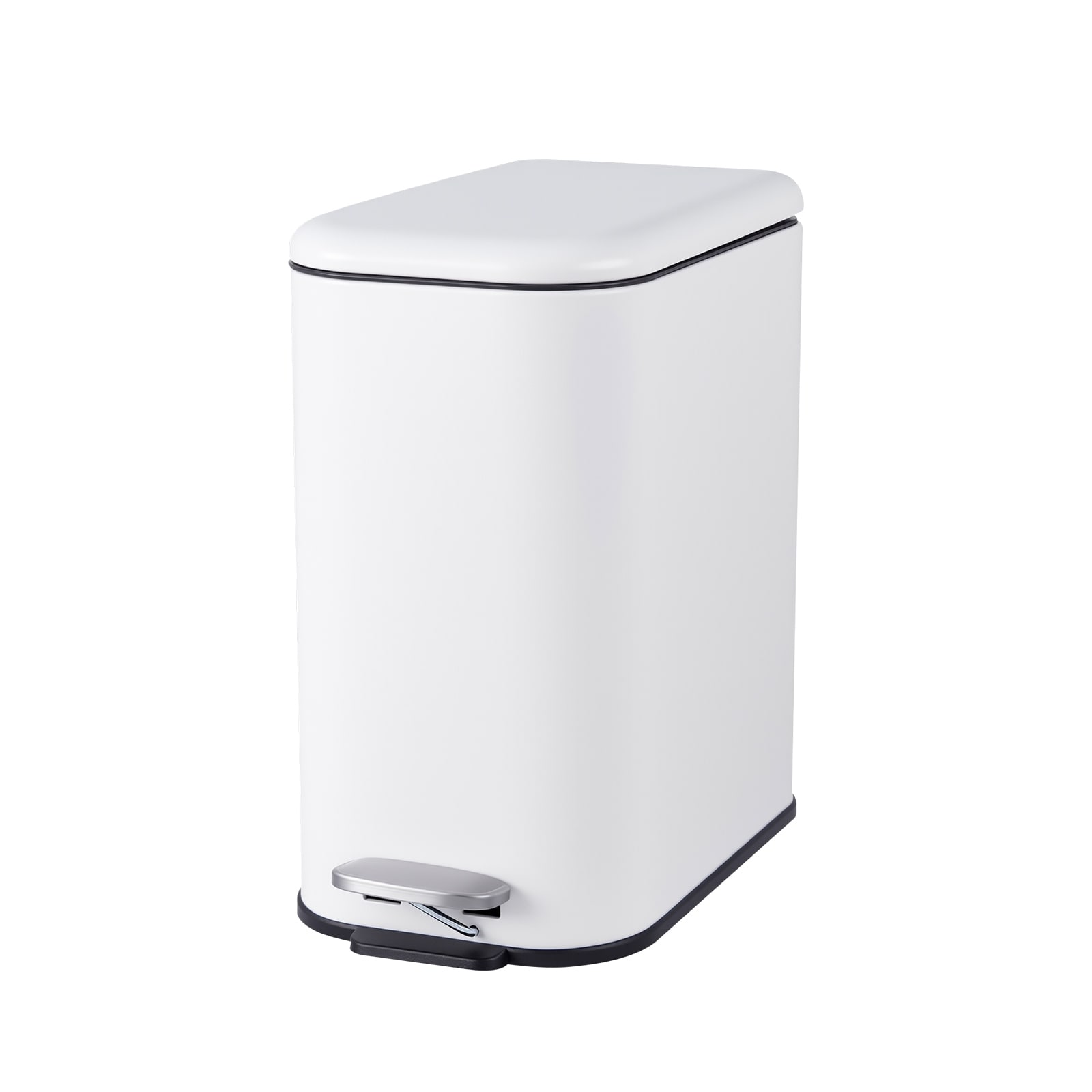 Slim Bathroom Trash Can, 1.3 Gal / 3.2 Gal Step Garbage Can, Small Metal Wastebasket