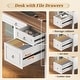 preview thumbnail 81 of 156, Farmhouse Executive L Shaped Desk Home Office Desk with Drawers and Storage Cabinet & Power Outlet