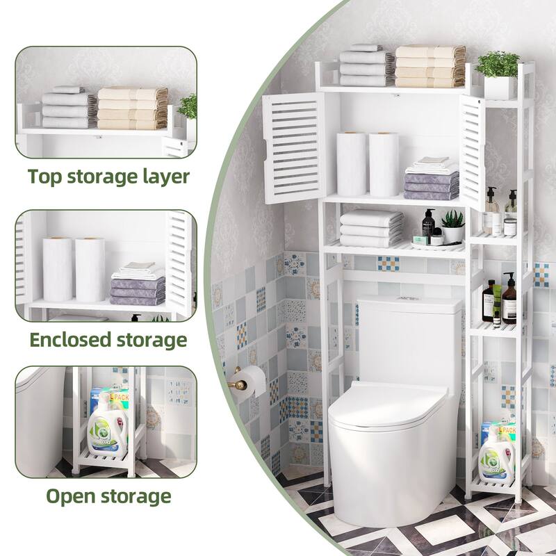 Bathroom Over-the-Toilet Storage Bamboo Over-the-Toilet Cabinet with Shelf