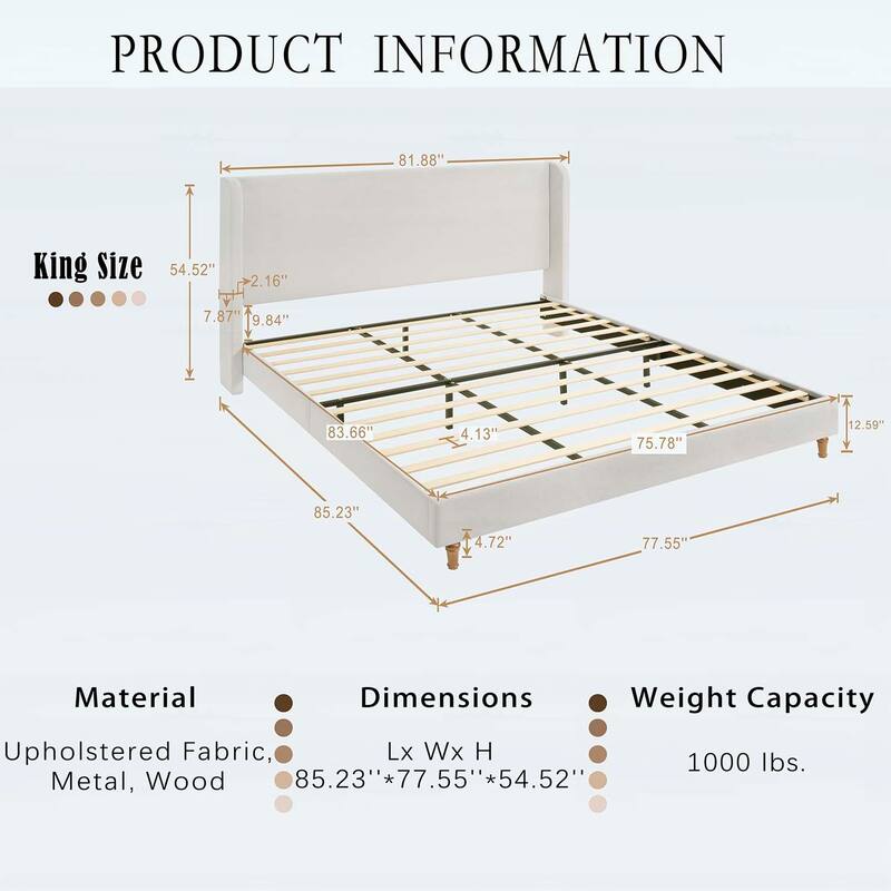 Minimalist Designs High Headboard Upholstered Platform Bed