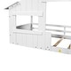preview thumbnail 9 of 38, Wood House Bed with Roof & Door, Window and Guardrail