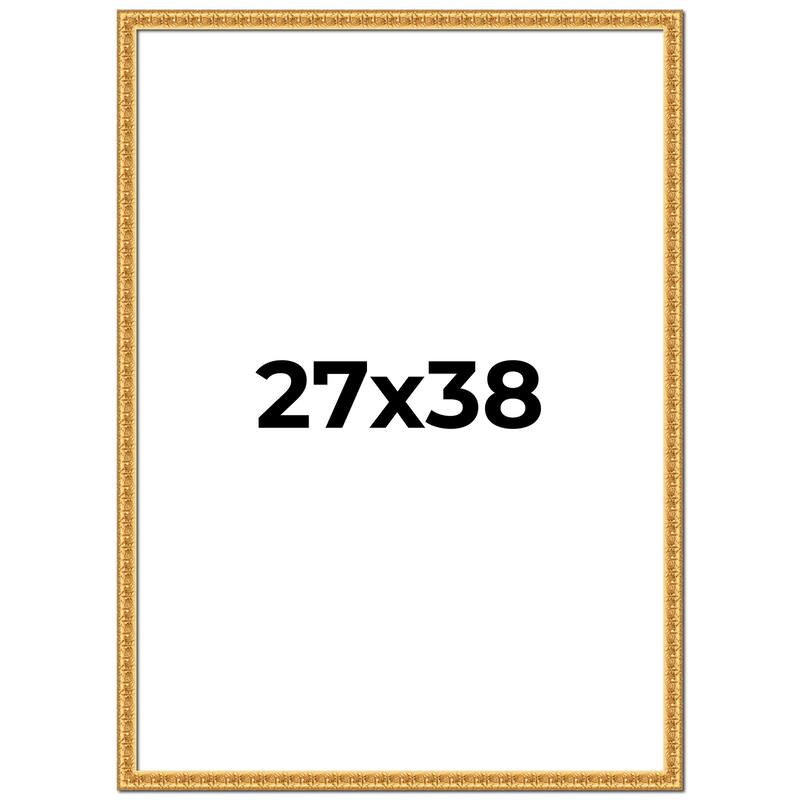 27x38 Frame Gold Real Wood Picture Frame Width 1 inches | Interior
