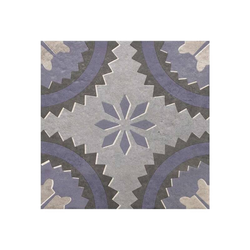 Verity Poppy 8x8 Matte Porcelain Encaustic Tile - Floor, Wall, Backsplash