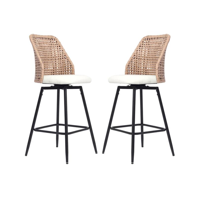 28.8" Indoor Swivel Wicker Barstools