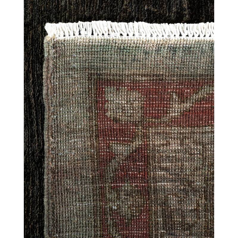 Overton Hand Knotted Wool Vintage Inspired Modern Contemporary Overdyed Gray Area Rug - 11' 9" x 18' 1"