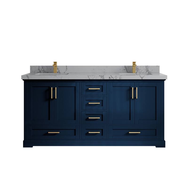 Willow Collection 72 in W x 22 in D x 36 in H Boston Double Bowl Sink Bathroom Vanity with Countertop