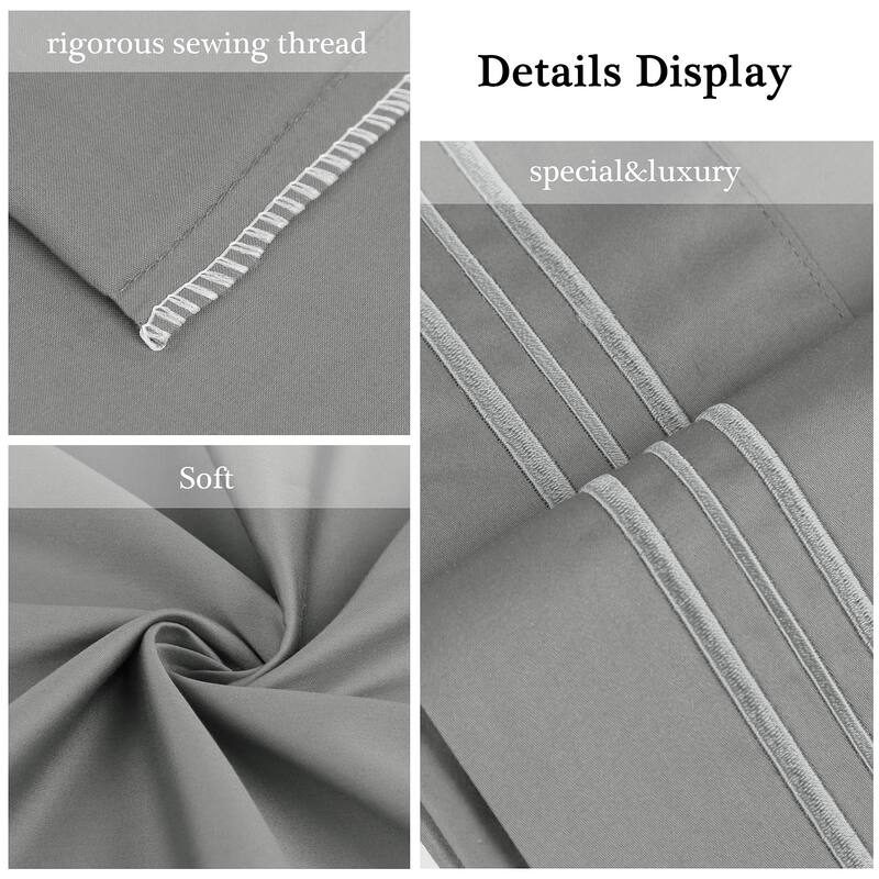 2Pcs Long-Staple Cotton Pillowcases Embroidered Pillow Covers