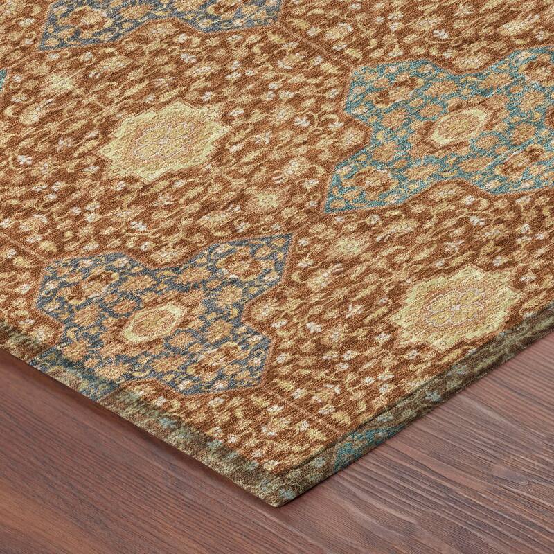 Machine Washable Indoor/ Outdoor Traditional Columbus Chantille Rug