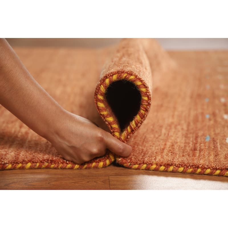 Hand Knotted Oriental 100% Wool Carpet Tribal Animal Pictorial Oranges & Rust Gabbeh Area Rug - 7' 6'' X 5' 1''