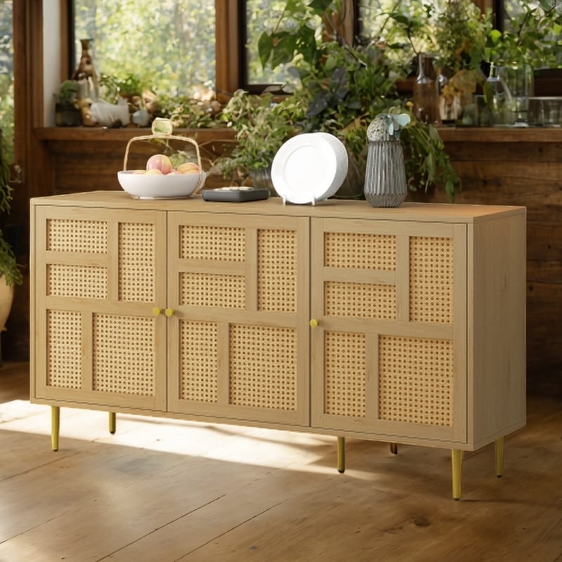 TV Stand with Rattan Door with Adjustable Shelves Bed Bath & Beyond