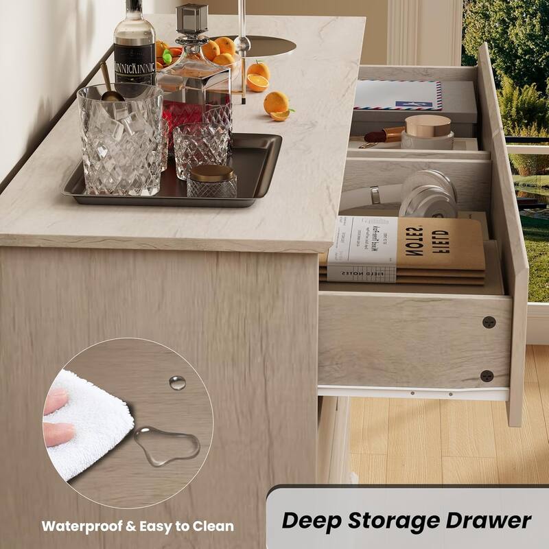 8 Drawer Dresser for Bedroom, Wide Wooden Chest of Drawers with Wide Top for Closet