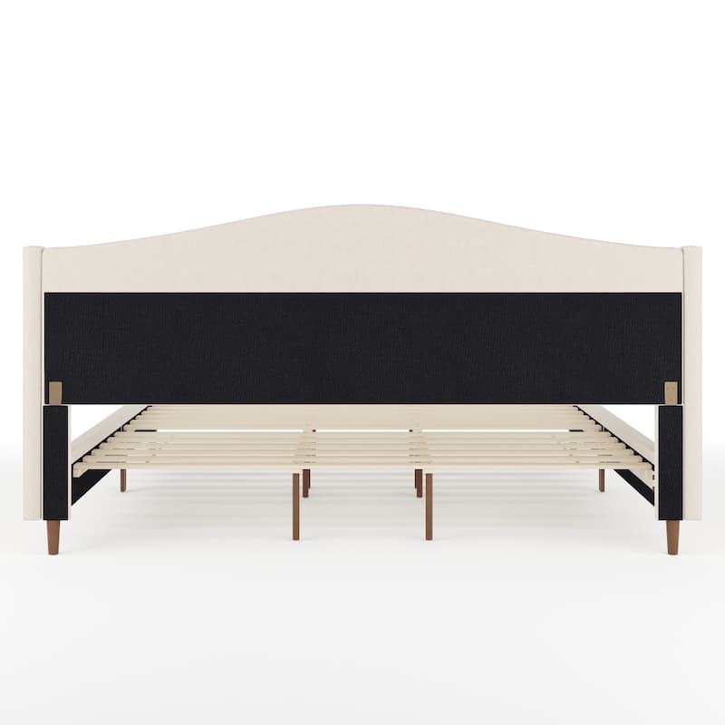 Martha Stewart Upholstered Platform Bed with Curved Headboard