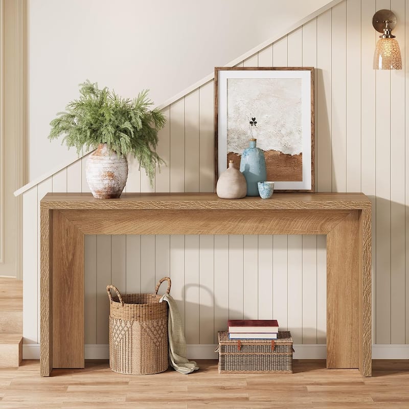 55.1-Inch Wood Long Console Table Sofa Table for Entryway Living Room