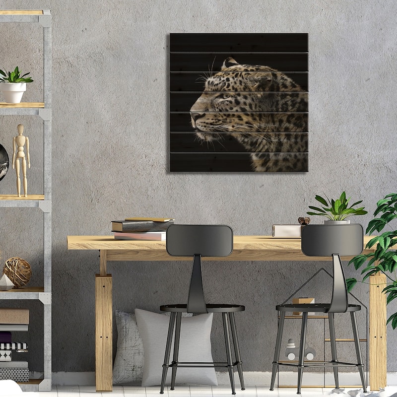 Leopard In Black & White I Print On Wood by Lukas Holas - Multi-Color