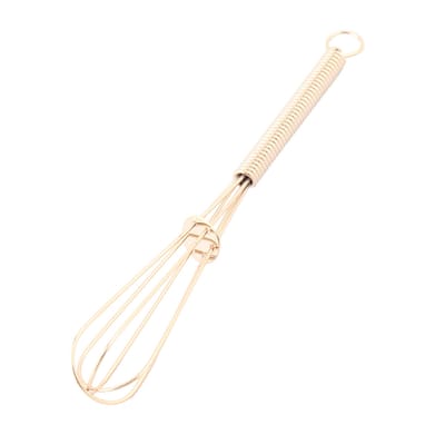 Stainless Steel Spring Loaded Handhold Egg Butter Beater 13cm Length - Gold - 5.1" x 0.8"(L*Max.D)