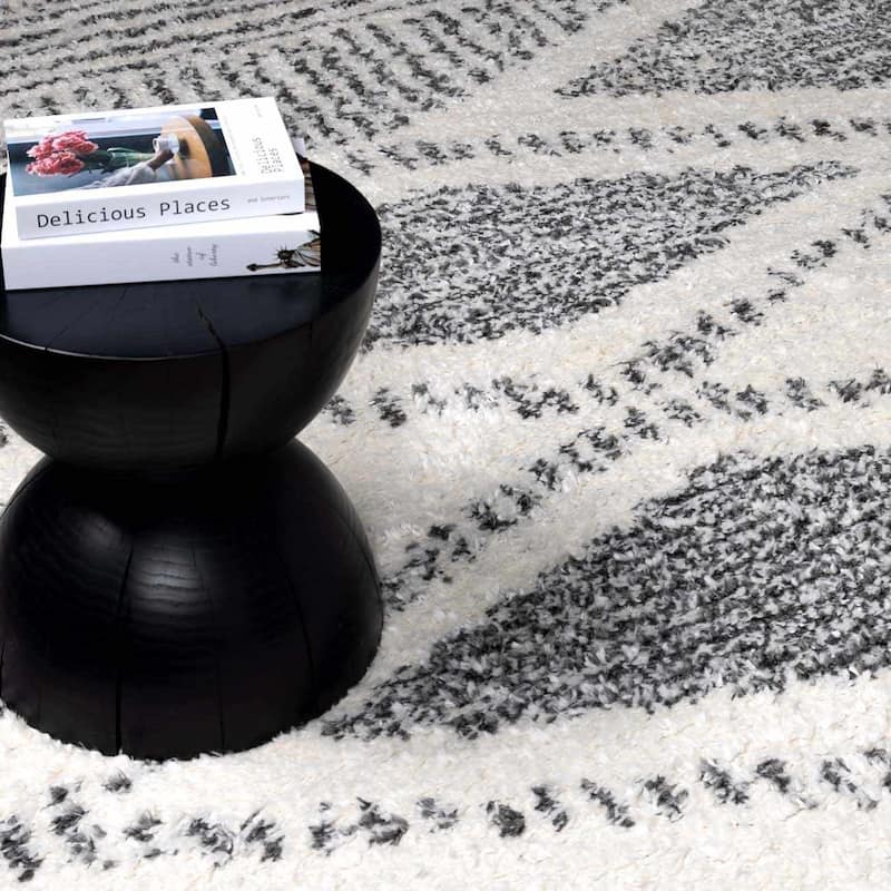 Hauteloom Lux Shag Collection Moroccan Farmhouse Shaggy High Plush Pile Area Rug