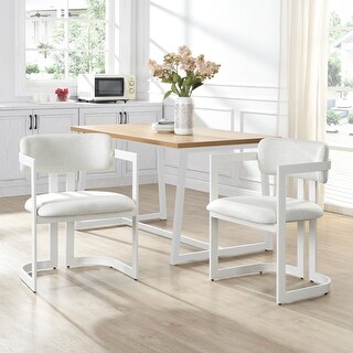 Upholstered Dining Chairs Set of 2, Fabric & Metal Frame