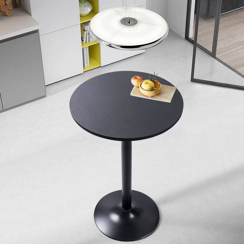 Homall Bistro Pub Table Round Bar Height Cocktail Table Metal Base MDF Top Obsidian Table with Black Leg 23.8inch Top - N/A