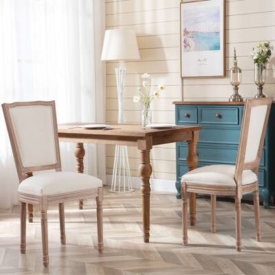 Upholstered Fabrice French Dining Chair,Set of 2,Beige