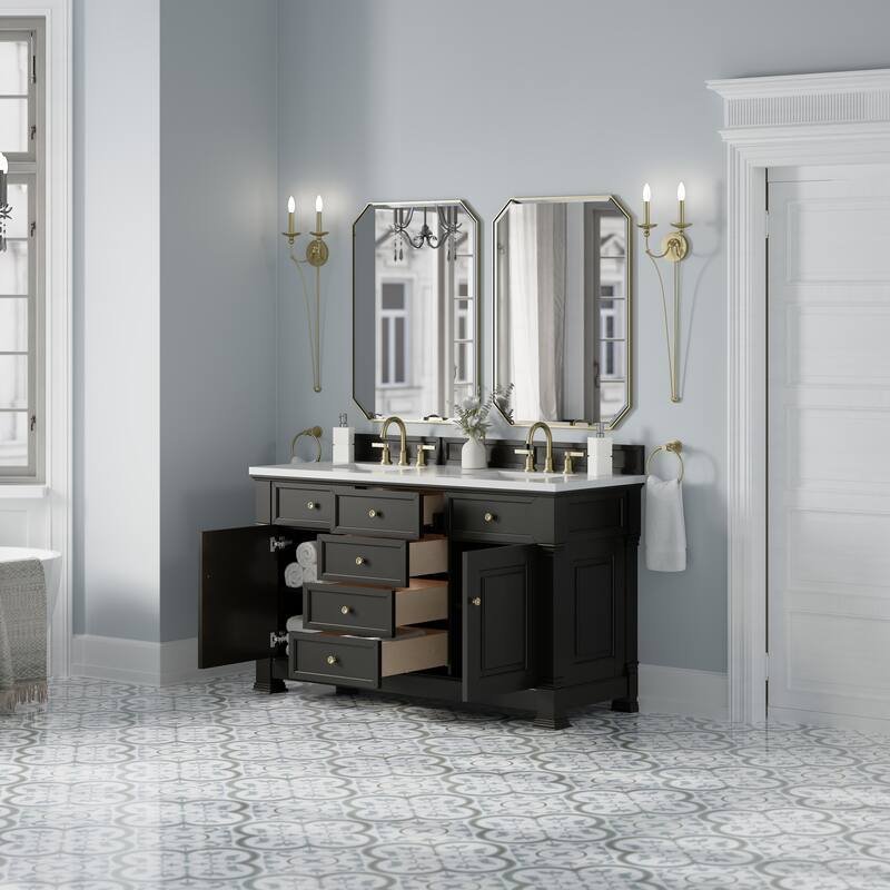 Brookfield 60D" Double Vanity, Black Onyx