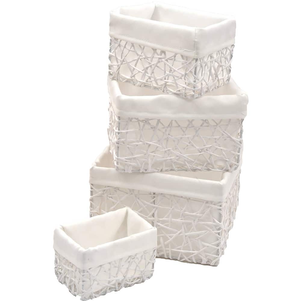Paper Rope/ Linen Storage Baskets (Set of 4) - 8.4"L x 7.4"W x 6"H