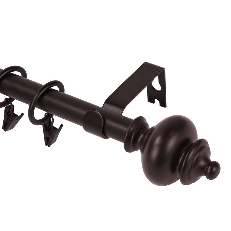 Modern Window Drapery Curtain Rod Set with 8 to 24 Rings - 84"-120" - Oil Rubbed Bronze