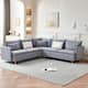 Teddy Fabric L-shaped Sectional Sofa with Support Pillow, Gray - Bed ...