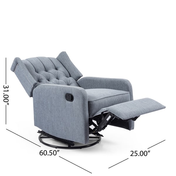 dimension image slide 3 of 6, Mohaven Contemporary Tufted Wingback Swivel Recliner by Christopher Knight Home