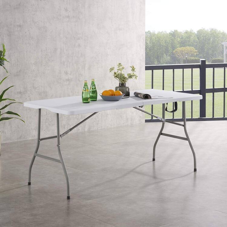 Portable Folding Rectangle Table – Collapsible Resin Foldable Table – Multipurpose Fold-Up Plastic Table