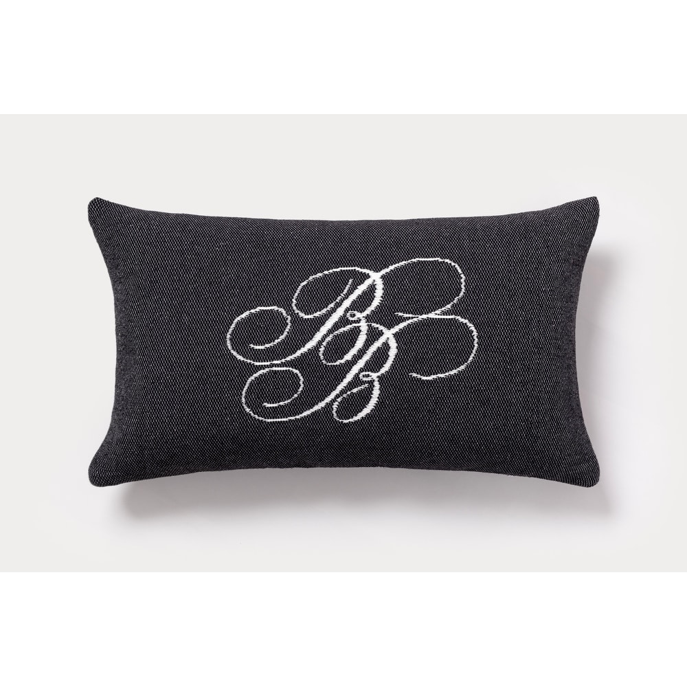 Monogram Gray Velvet Pillow Cover, Monogram Pillow With Tassels