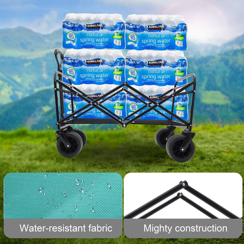 440lb Heavy Duty Folding Wagon with Straps & 3 Bags - Beach & Camping
