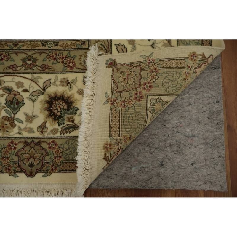 Hand Knotted Oriental 100% Wool Carpet Traditional Floral Beige & Ivories Kashan Area Rug - 11' 3'' X 8' 9''