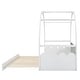 preview thumbnail 4 of 7, Twin Size Pine Wood Frame Platform Bed with Stretchable Vaulted Roof, Children's Bed with Recess Handle, White+Gray