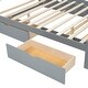 preview thumbnail 20 of 28, Wood Queen Size Platform Bed with Drawers, Trundle and Rattan Storage Headboard