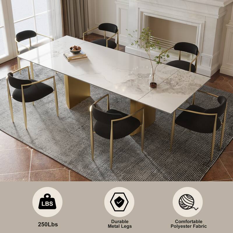 Modern Fabric Upholstered Back Armchair Dining Chair (Set of 2)