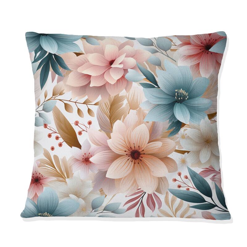 Designart "Pastel Bohemian Flowers Pattern" Floral Printed Throw Pillow