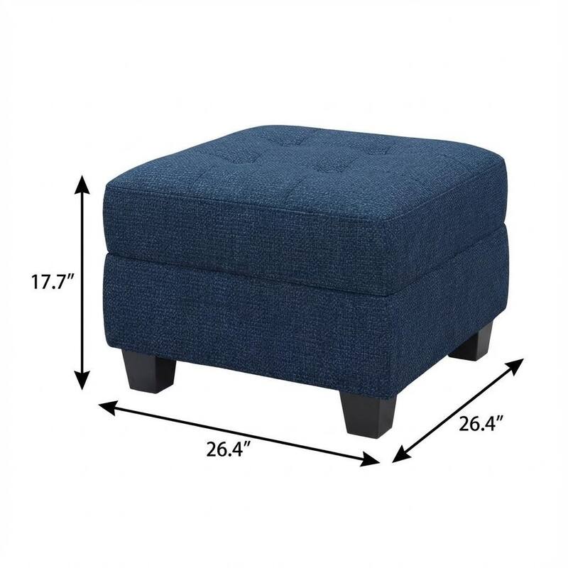 HomeRoots 26" Light Gray and Black Linen Tufted Storage Ottoman