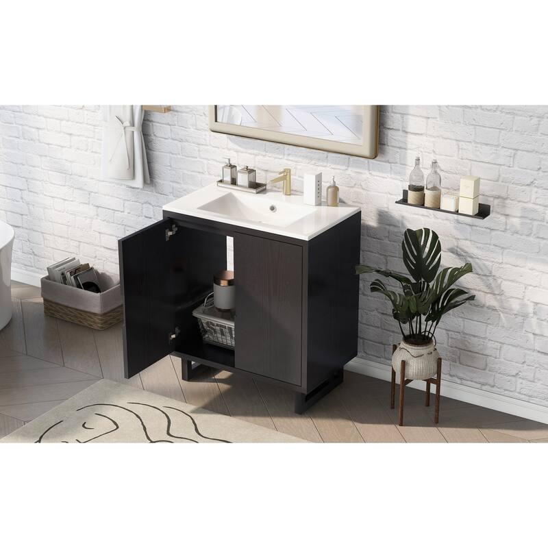 Roomfitters 30" Bathroom Vanity with Sink, Solid Wood Frame, Combo Storage Cabinet with Soft-Close Doors and Drawer