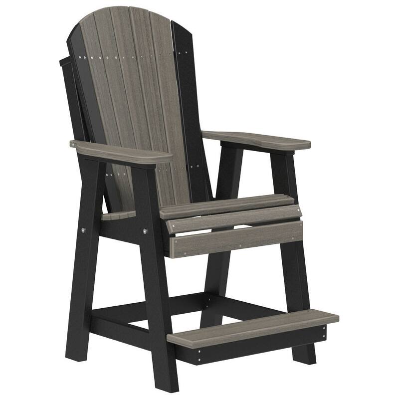 Poly Lumber Adirondack Balcony Chair - Coastal Gray Woodgrain & Black