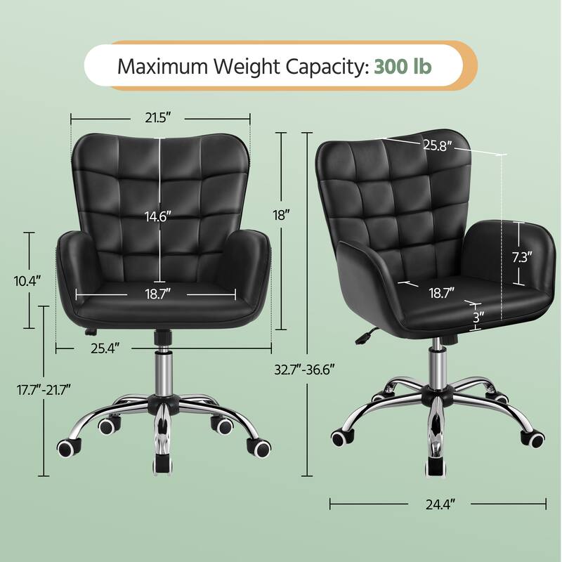 Yaheetech Faux Leather Desk Chair with Padded Armrests Modern Office Chair